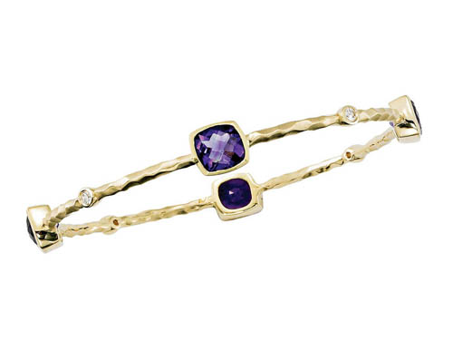 Gold Jewelry, Amethyst, Bangle, Bracelet, Diamond, Diamonds, Cushion