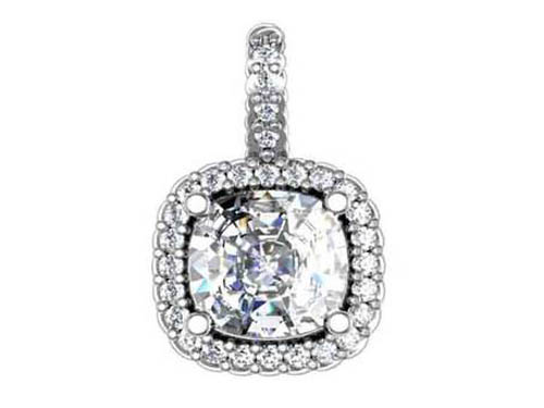 White Gold, Diamond, Cushion Cut, Pendant, Jewelry, Charm